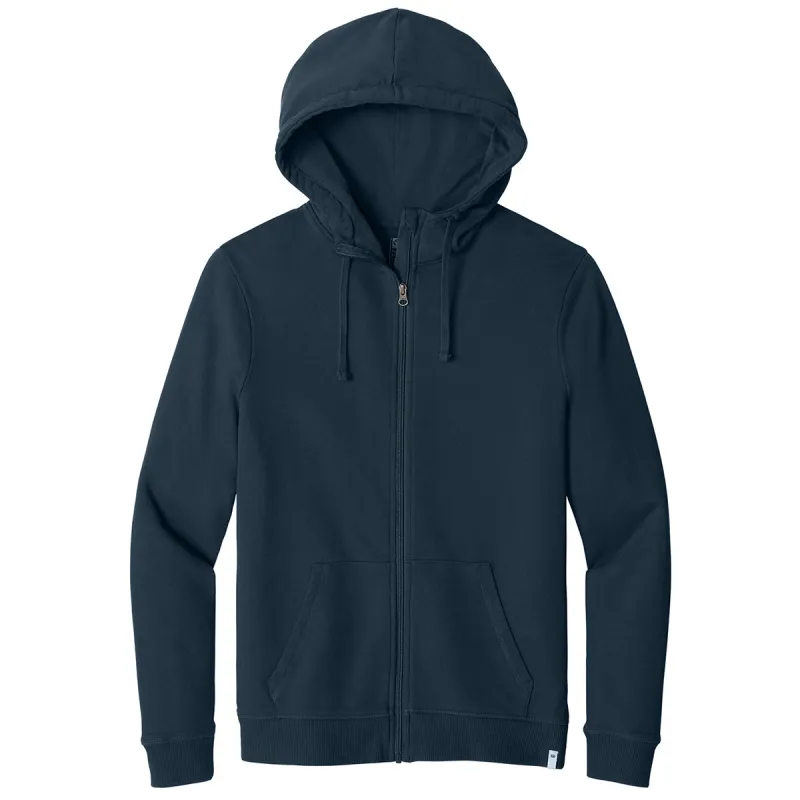 tentree Men's Dress Blue Organic Cotton Fleece Full-Zip Hoodie made by tentree