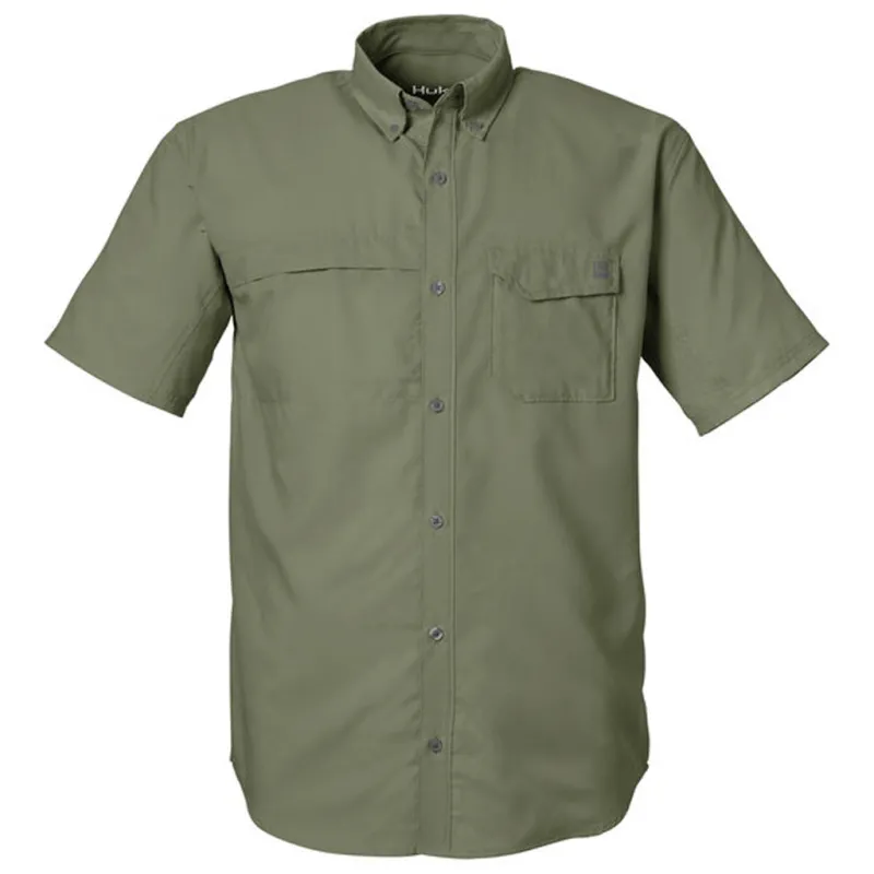 HUK Men's Moss Tide Point Short Sleeve Shirt made by Huk