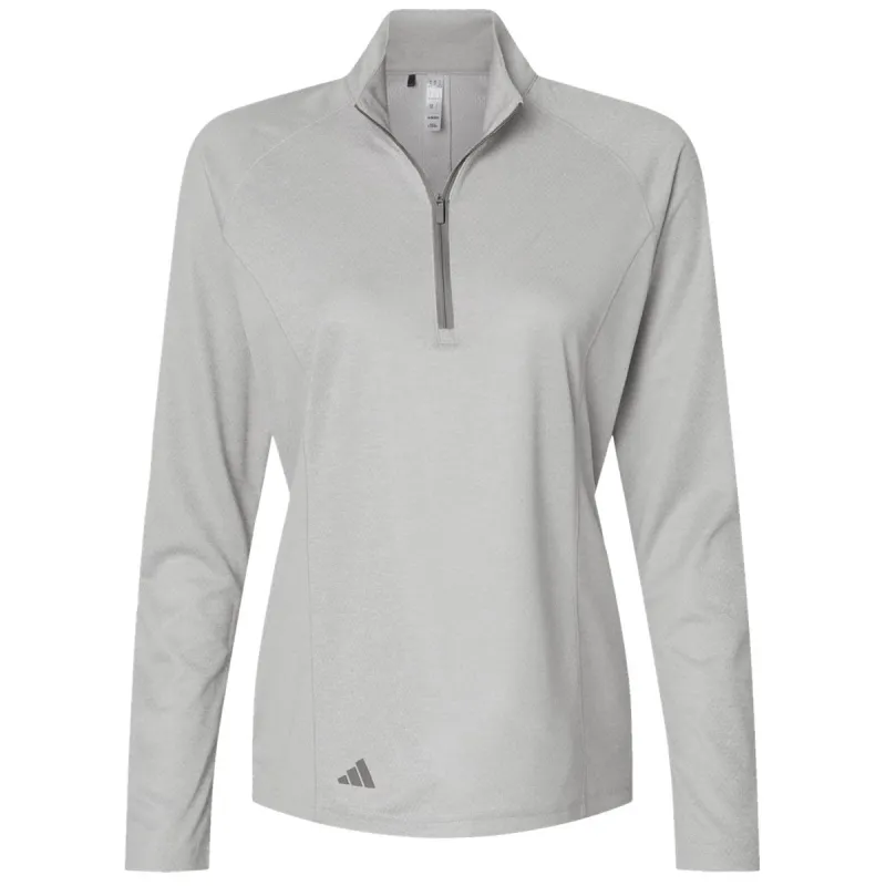 Adidas Women's Grey One Heather Space Dyed Quarter Zip Pullover made by Adidas