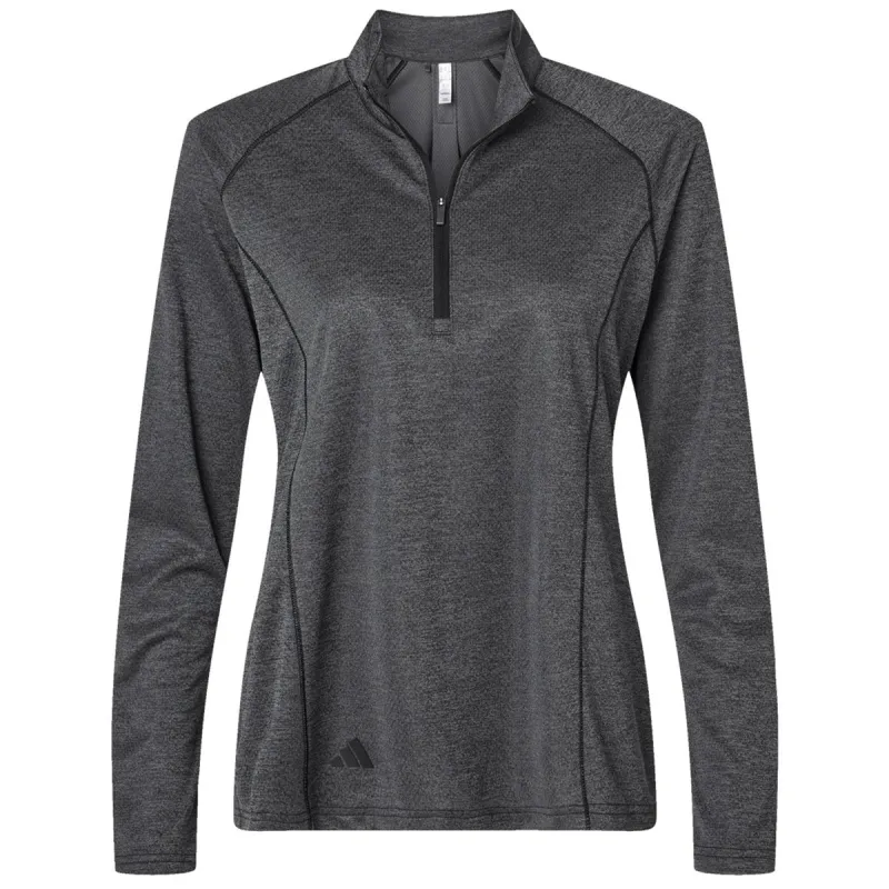 Adidas Women's Black Melange Space Dyed Quarter Zip Pullover sold by Merchology