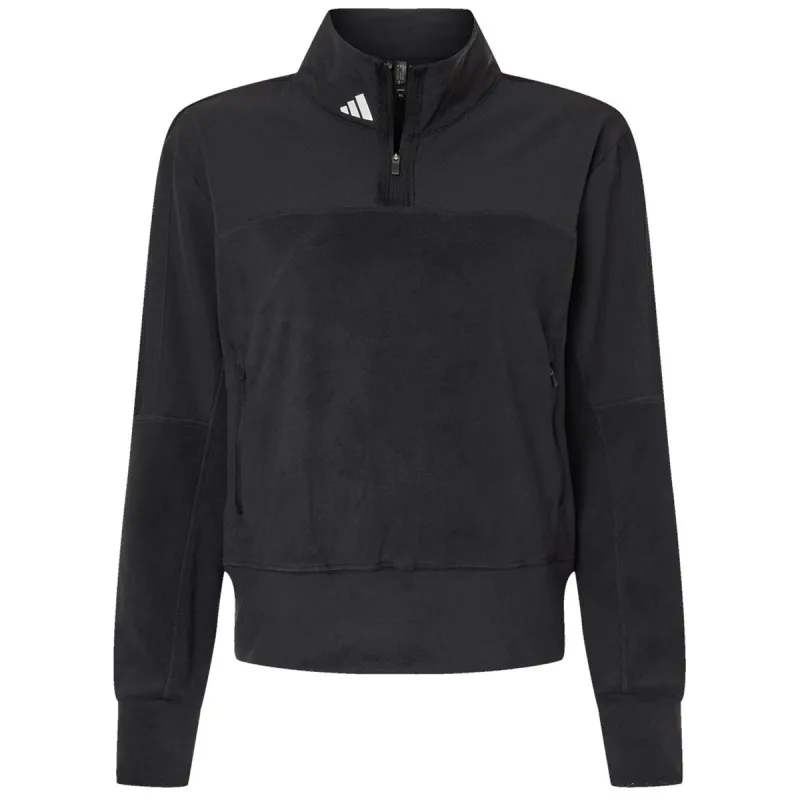 Adidas Women's Black Fleece Quarter Zip Pullover sold by Merchology