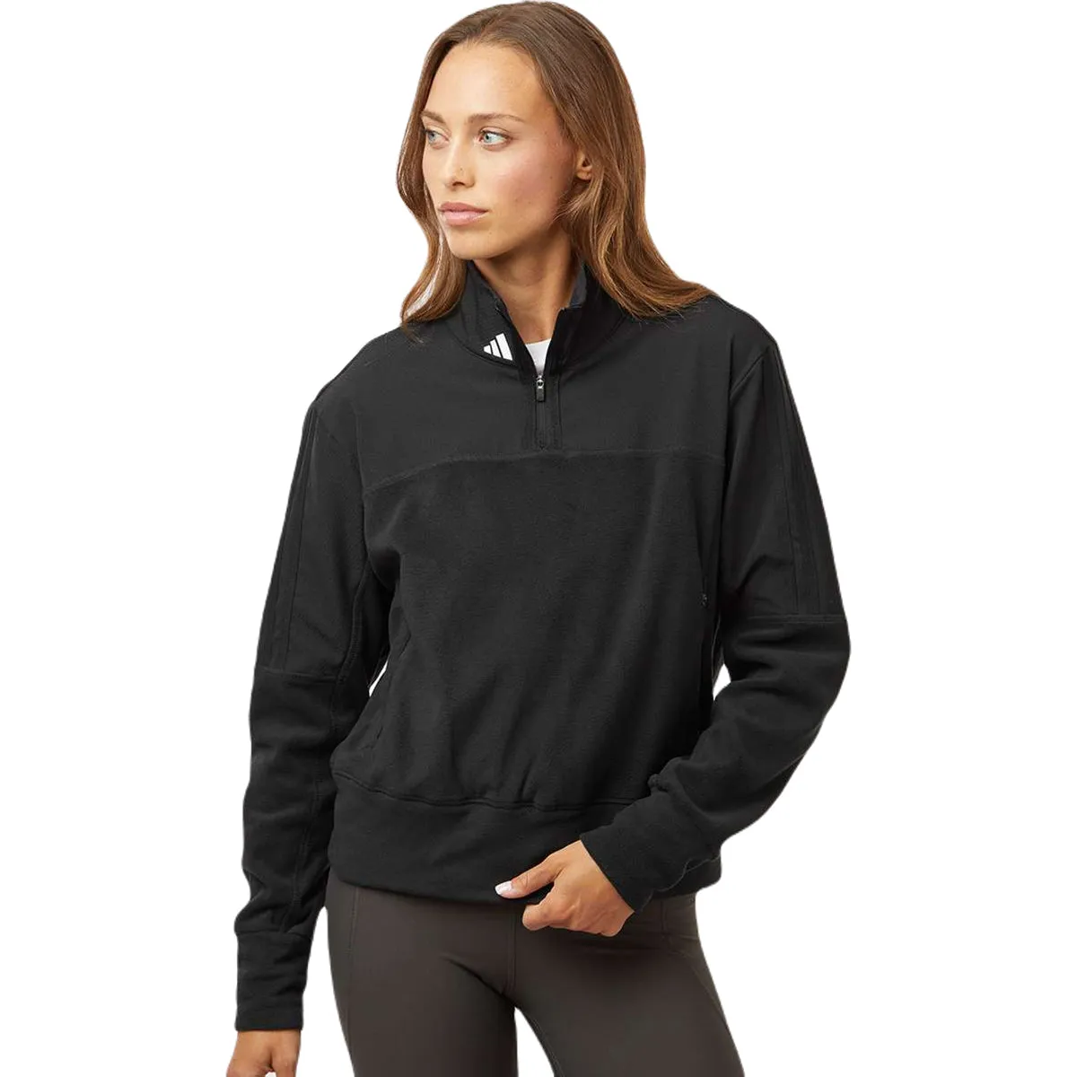 Adidas Women's Black Fleece Quarter Zip Pullover sold by Merchology product image thumbnail 3
