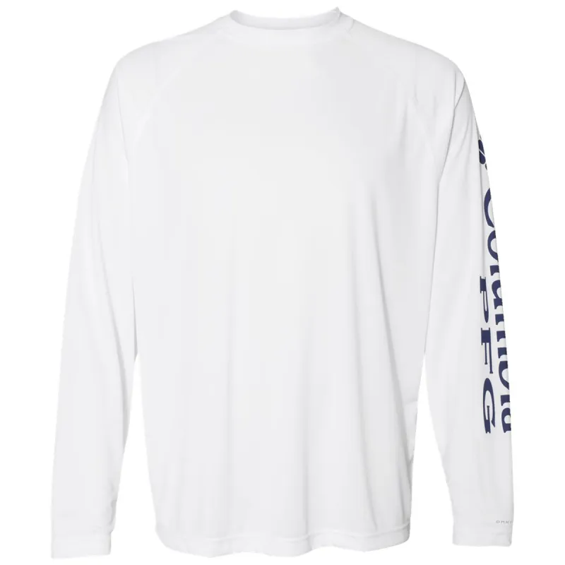 Columbia Men's White/Nightshade PFG Terminal Tackle Long Sleeve T-Shirt made by Columbia