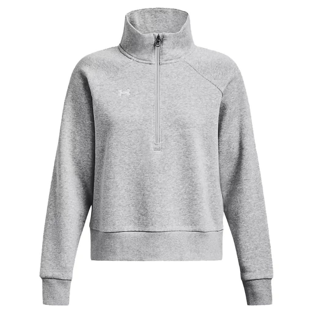 Under Armour Women's Mod Grey Light Heather Rival Fleece 1/2 Zip sold by Merchology