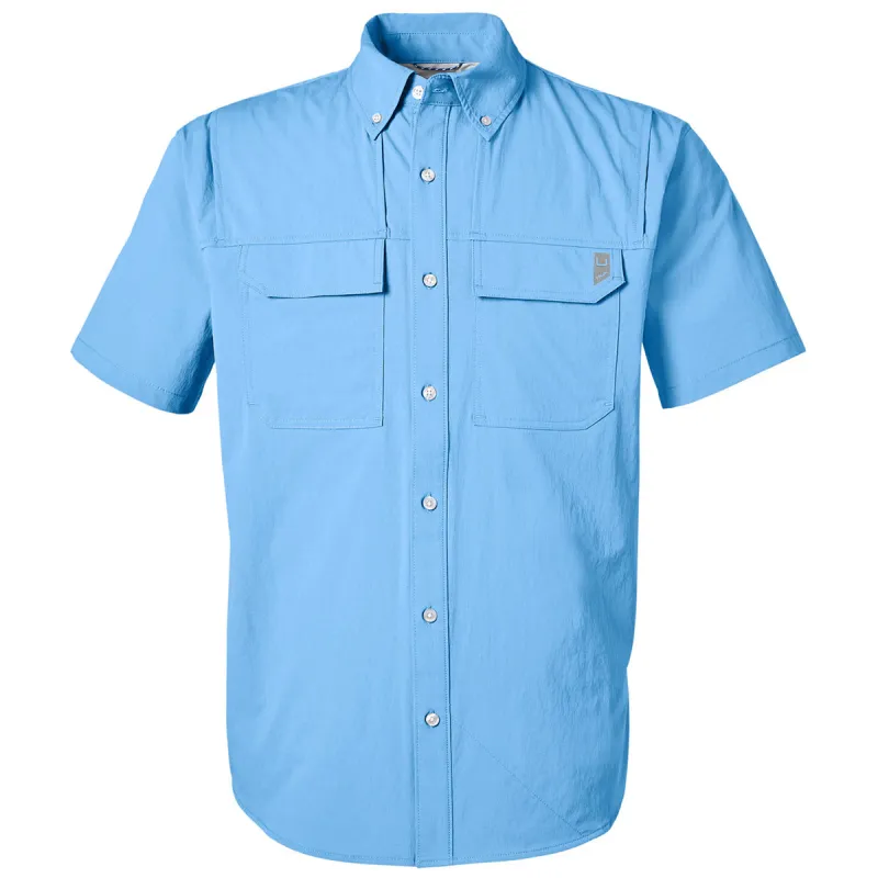 HUK Men's Marolina Blue Creekbed Short Sleeve Shirt made by Huk