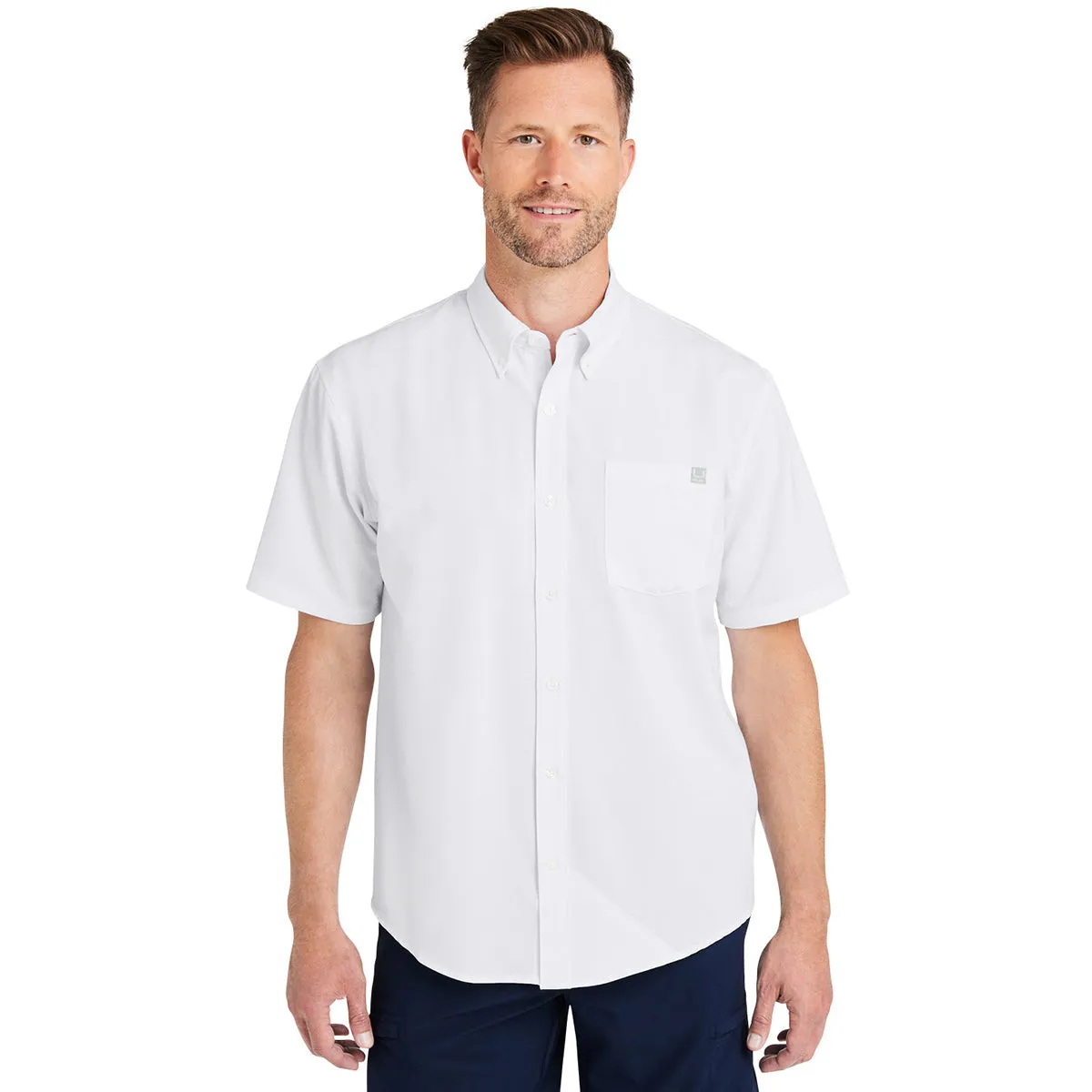 HUK Men's White Kona Solid Short Sleeve Shirt sold by Merchology product image thumbnail 4