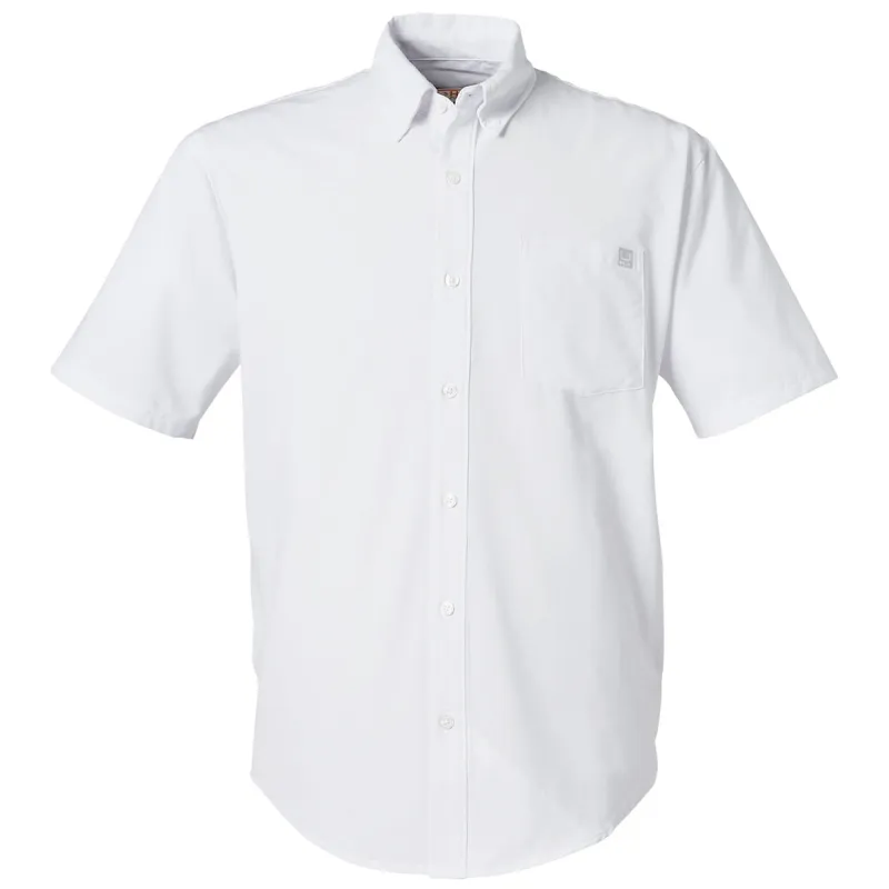 HUK Men's White Kona Solid Short Sleeve Shirt made by Huk