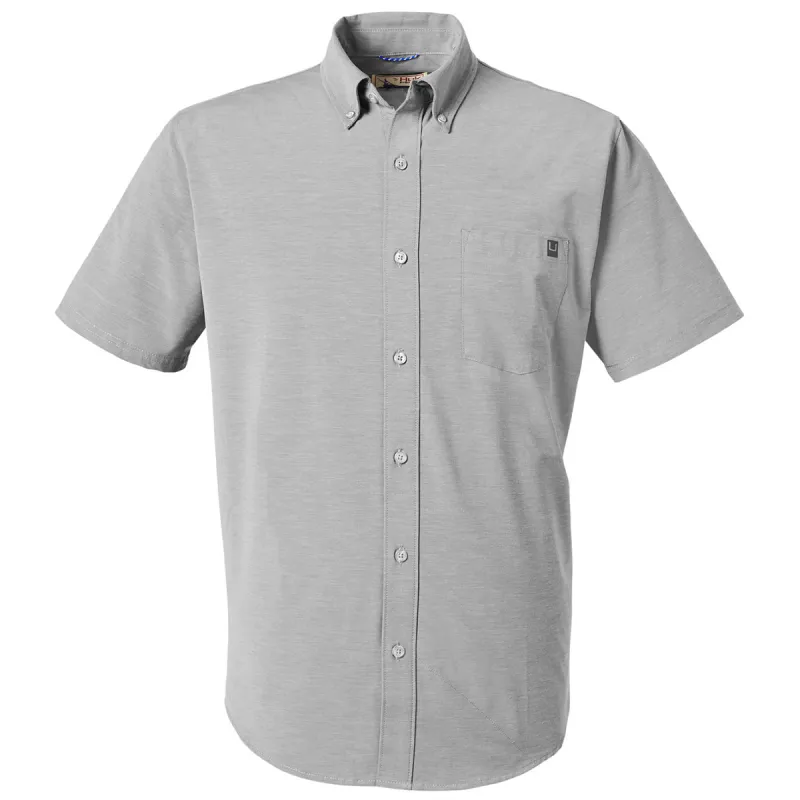 HUK Men's Harbor Mist Kona Solid Short Sleeve Shirt made by Huk
