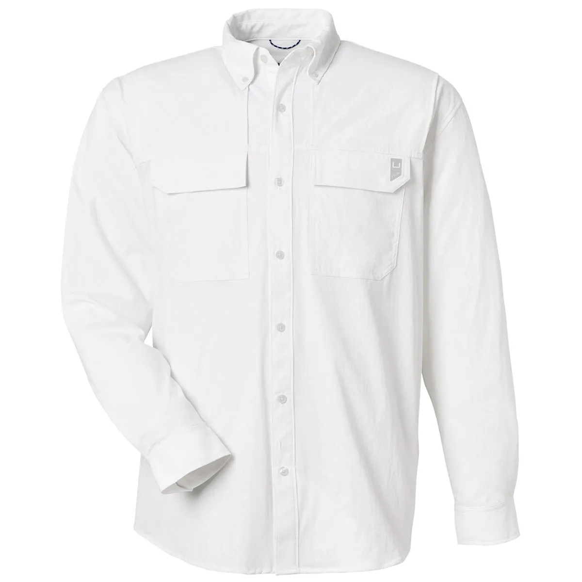HUK Men's White Creekbed Long Sleeve Shirt sold by Merchology