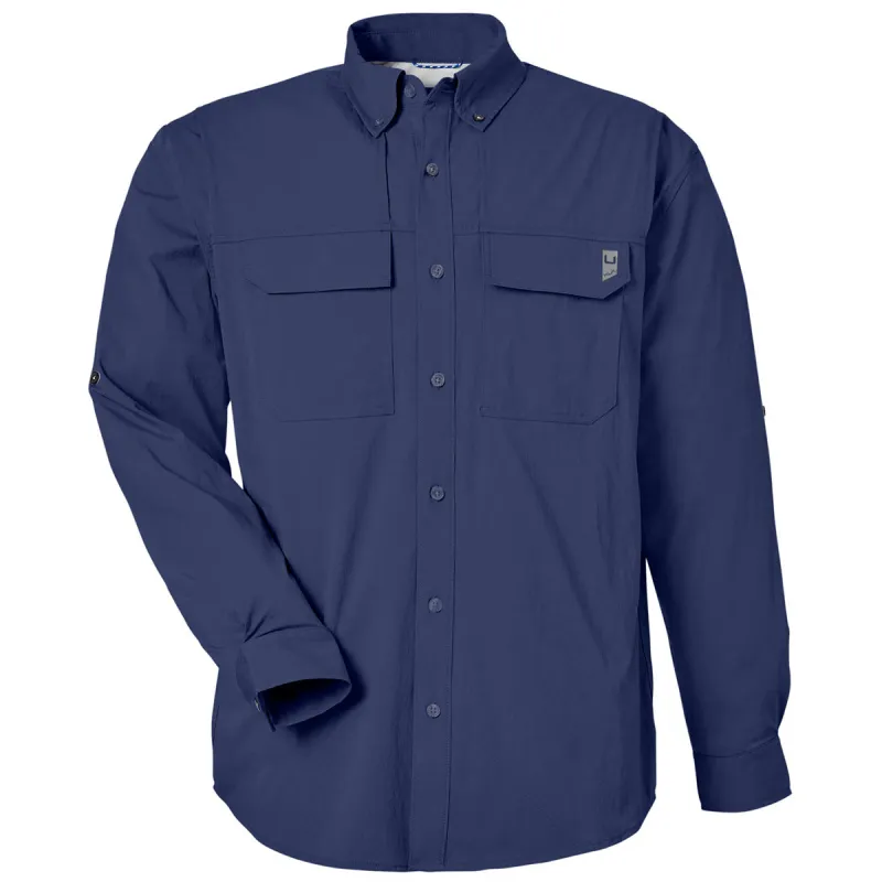 HUK Men's Naval Academy Creekbed Long Sleeve Shirt made by Huk