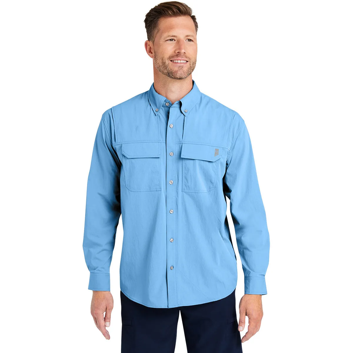 HUK Men's Marolina Blue Creekbed Long Sleeve Shirt sold by Merchology product image thumbnail 4