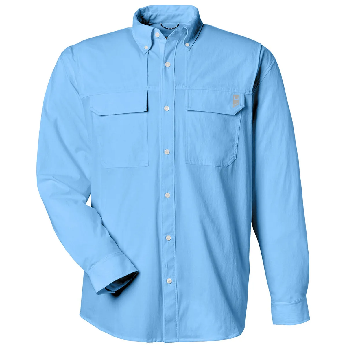 HUK Men's Marolina Blue Creekbed Long Sleeve Shirt sold by Merchology