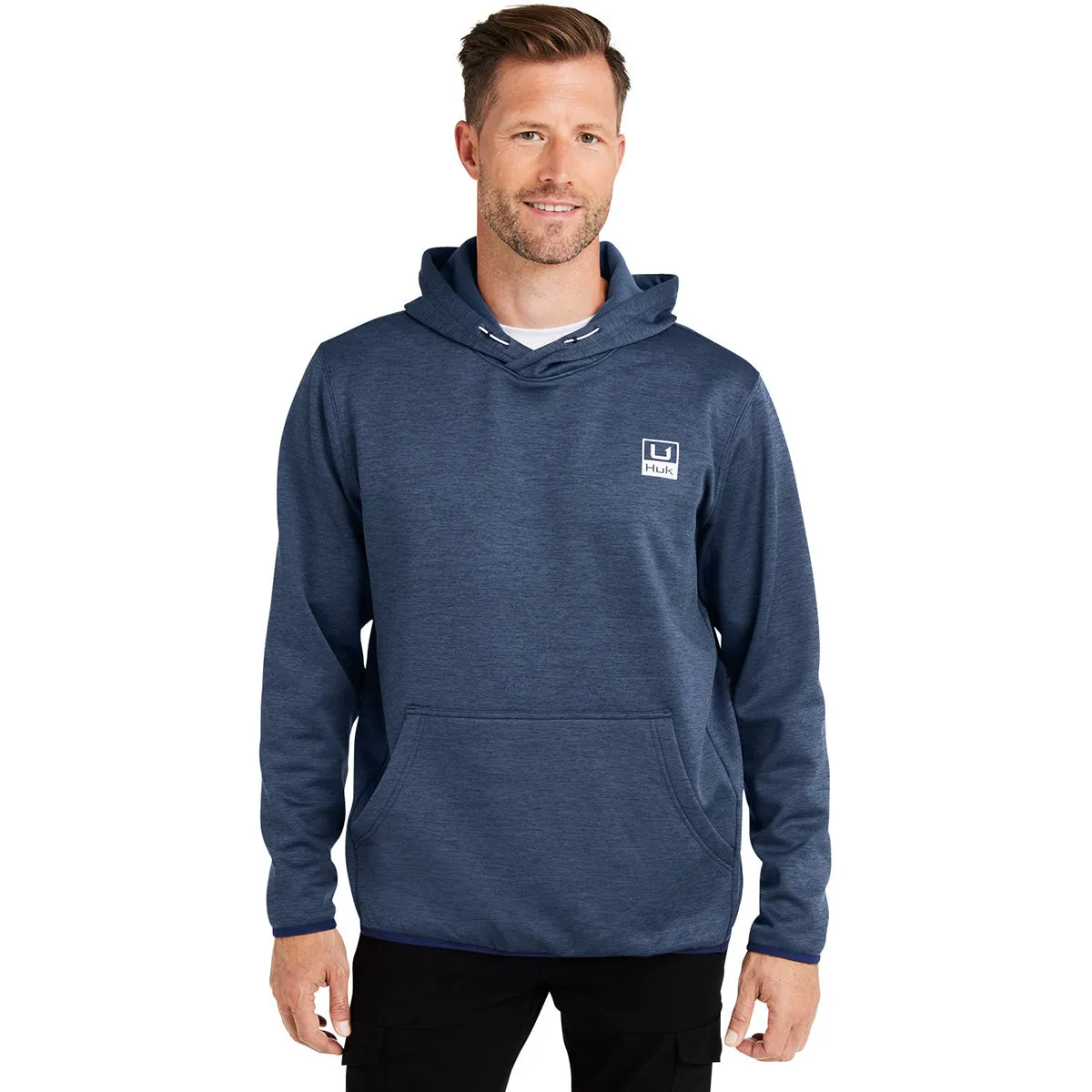 HUK Men's Naval Academy Heather Performance Hooded Fleece Pullover sold by Merchology product image thumbnail 4