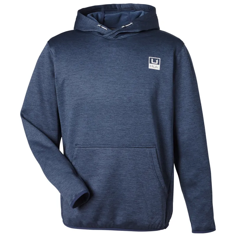 HUK Men's Naval Academy Heather Performance Hooded Fleece Pullover made by Huk