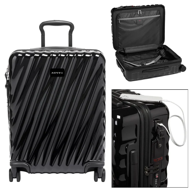 TUMI Black 19 Degree Continental Expandable 4 Wheeled Carry On made by Merchology