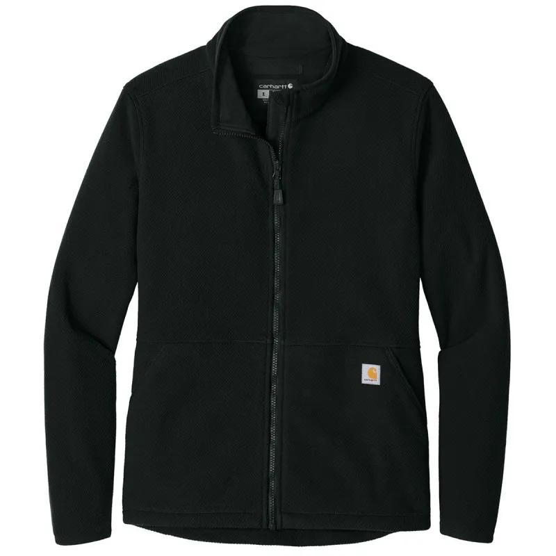 Carhartt Women's Black Textured Full-Zip Fleece Jacket made by Carhartt