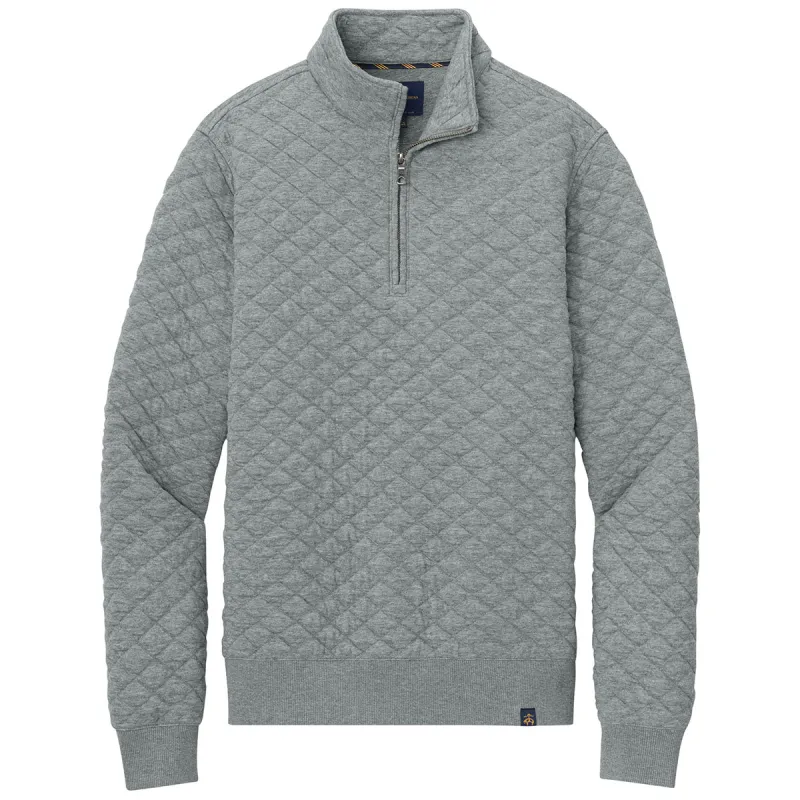 Brooks Brothers Men's Light Shadow Grey Heather Diamond Quilt 1/4-Zip made by Brooks Brothers