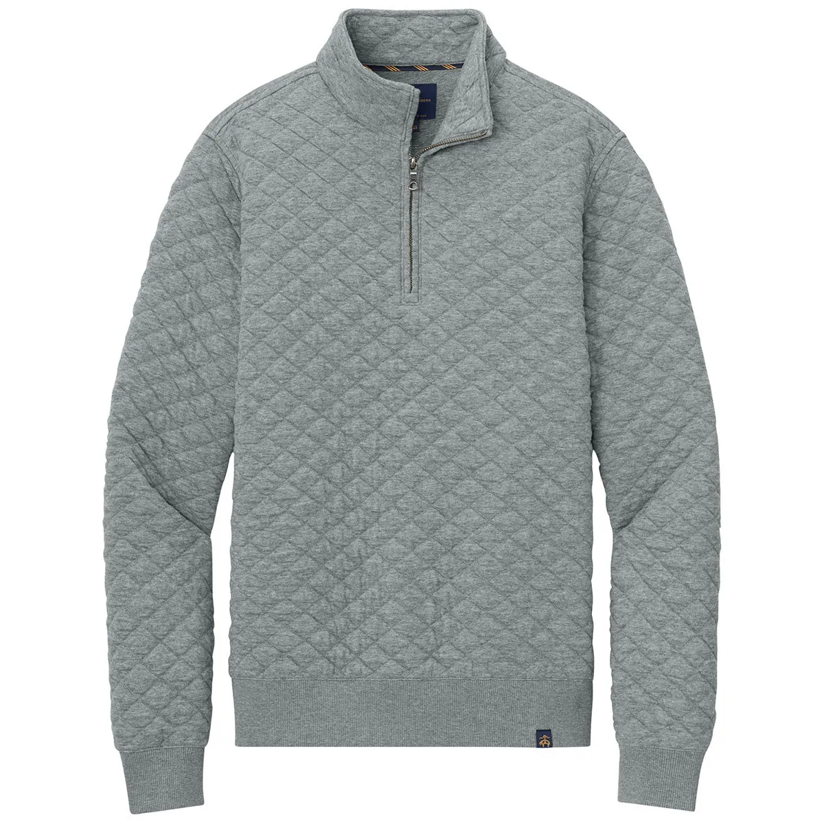 Brooks Brothers Men's Light Shadow Grey Heather Diamond Quilt 1/4-Zip sold by Merchology