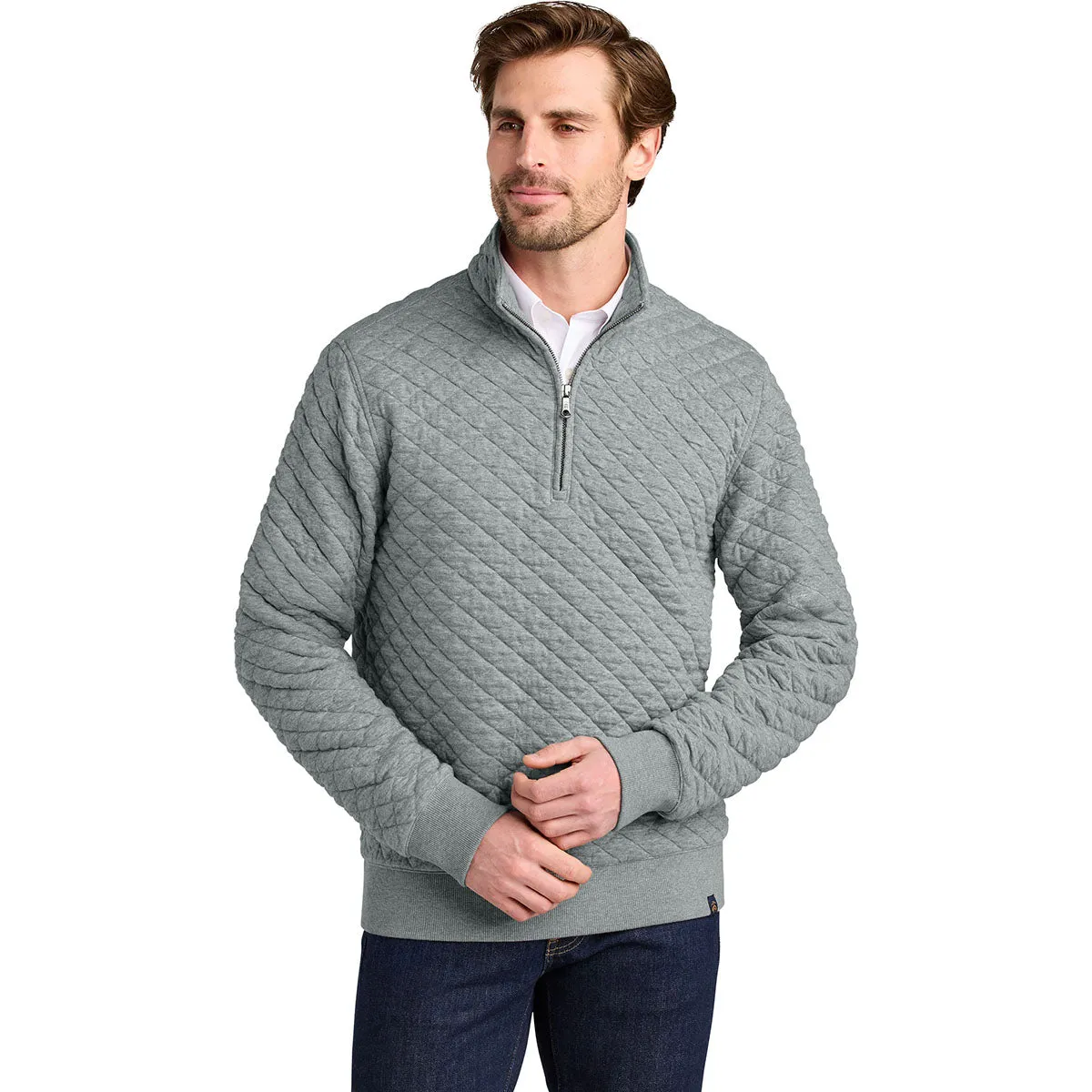 Brooks Brothers Men's Light Shadow Grey Heather Diamond Quilt 1/4-Zip sold by Merchology product image thumbnail 3
