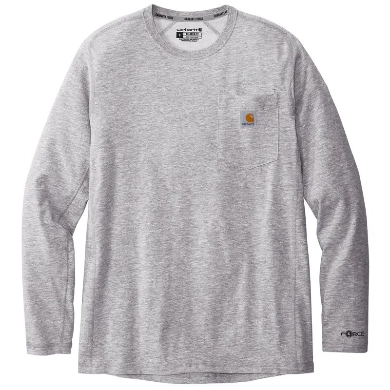 Carhartt Men's Heather Grey Force Long Sleeve Pocket T-Shirt made by Carhartt