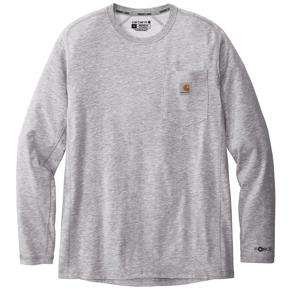 Carhartt Men's Heather Grey Force Long Sleeve Pocket T-Shirt sold by Merchology