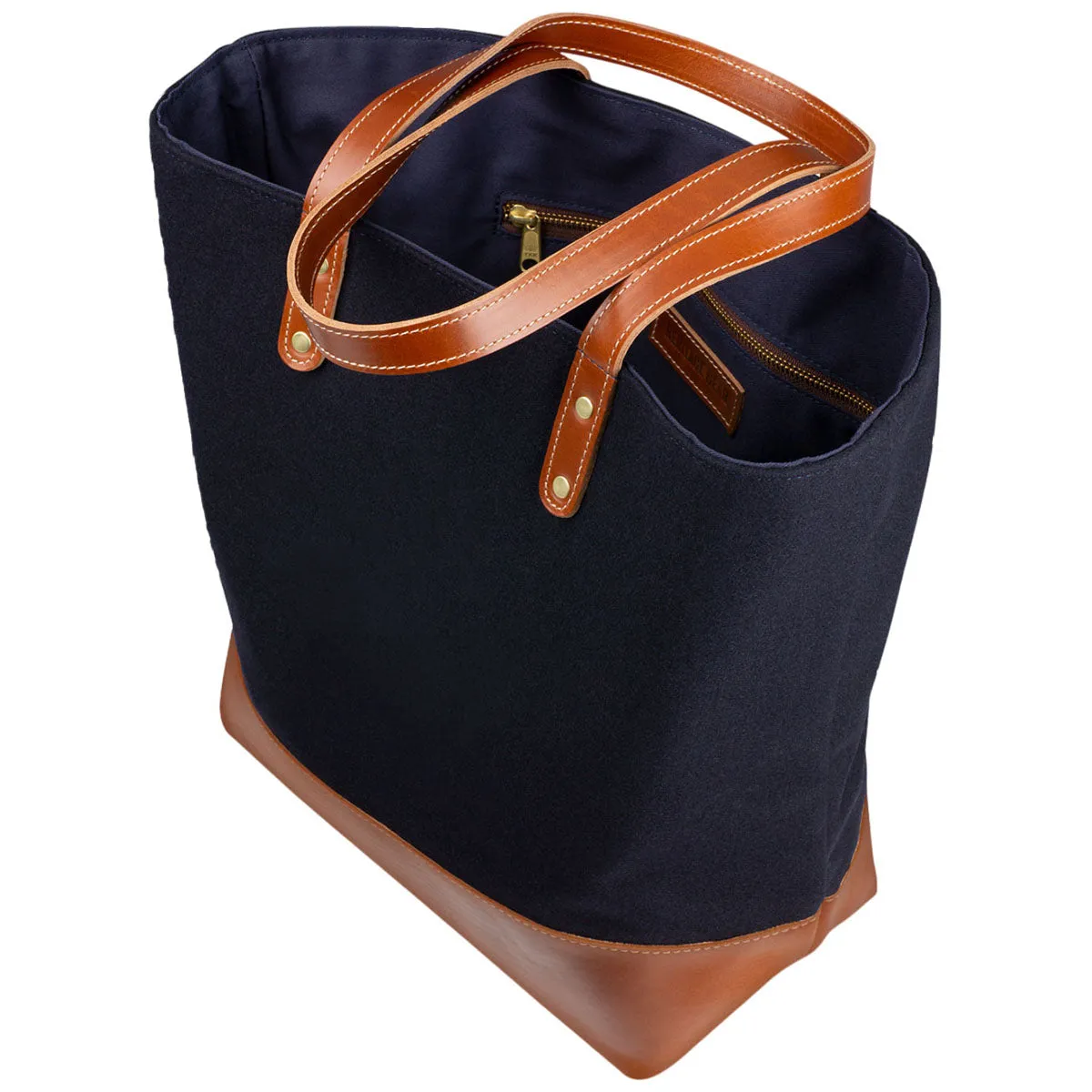 Heritage Gear Navy/Tan Wool Tote sold by Merchology product image thumbnail 3