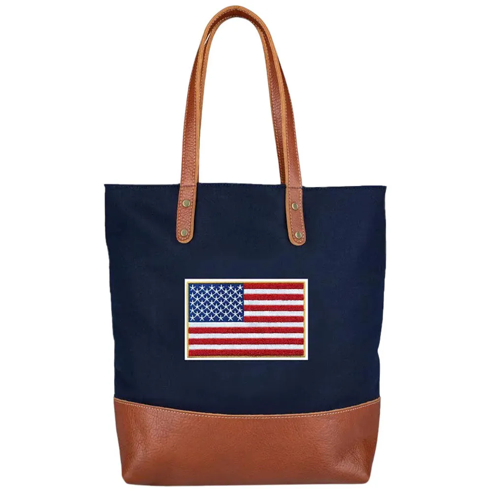 Heritage Gear Navy/Tan Wool Tote sold by Merchology