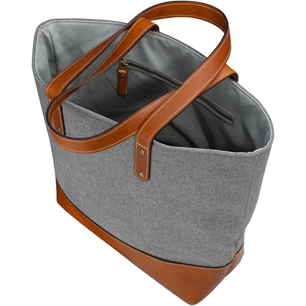 Heritage Gear Grey/Tan Wool Tote sold by Merchology product image thumbnail 3