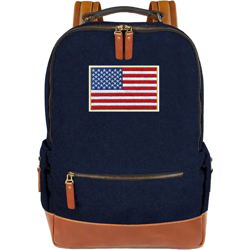Heritage Gear Navy/Tan Wool Backpack made by Merchology