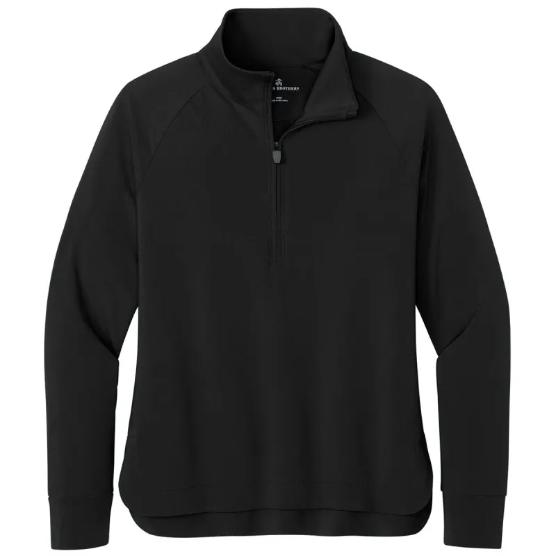 Brooks Brothers Women's Deep Black Luxe Performance 1/4-Zip made by Brooks Brothers