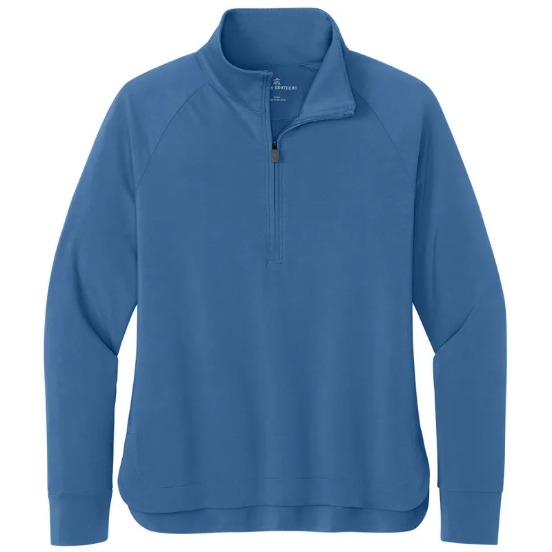 Brooks Brothers Women's Charter Blue Luxe Performance 1/4-Zip made by Brooks Brothers