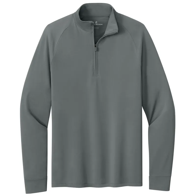 Brooks Brothers Men's Shadow Grey Luxe Performance 1/4-Zip made by Brooks Brothers