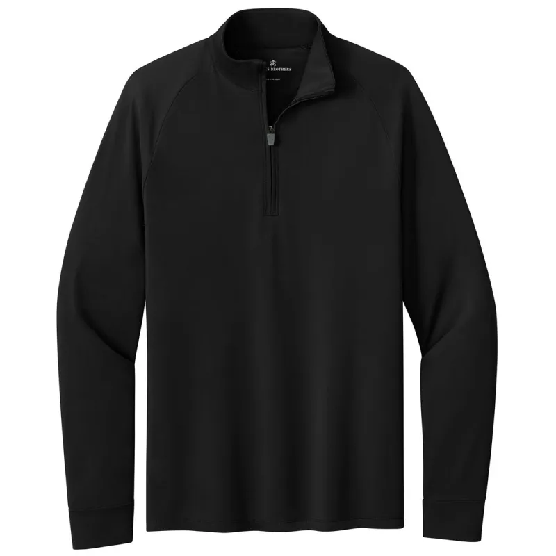 Brooks Brothers Men's Deep Black Luxe Performance 1/4-Zip made by Brooks Brothers