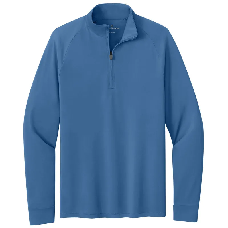 Brooks Brothers Men's Charter Blue Luxe Performance 1/4-Zip made by Brooks Brothers