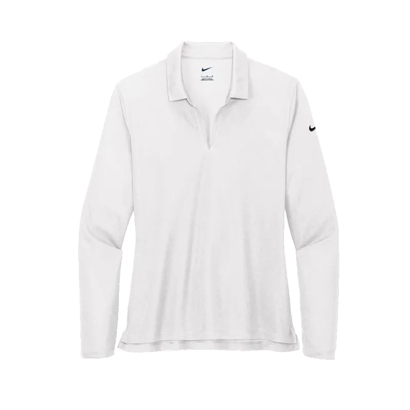 Nike Women's White Dri-FIT Micro Pique 2.0 Long Sleeve Polo made by Nike