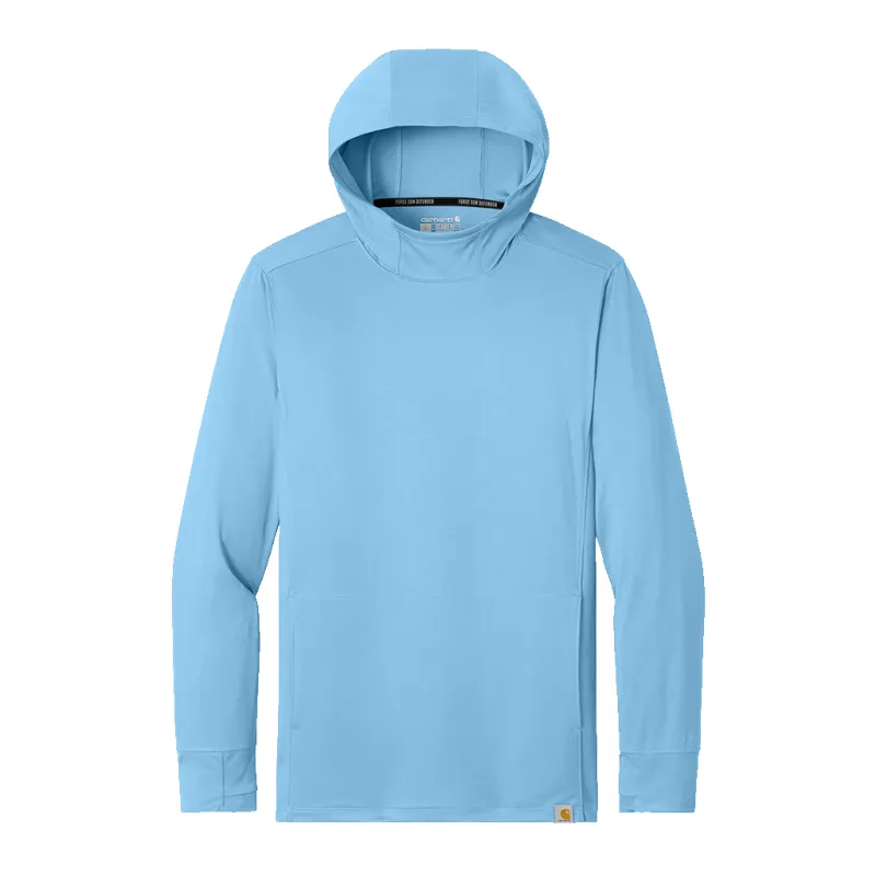 Carhartt Men's Fresh Water Blue Force Sun Defender Long Sleeve Hooded T-Shirt made by Carhartt