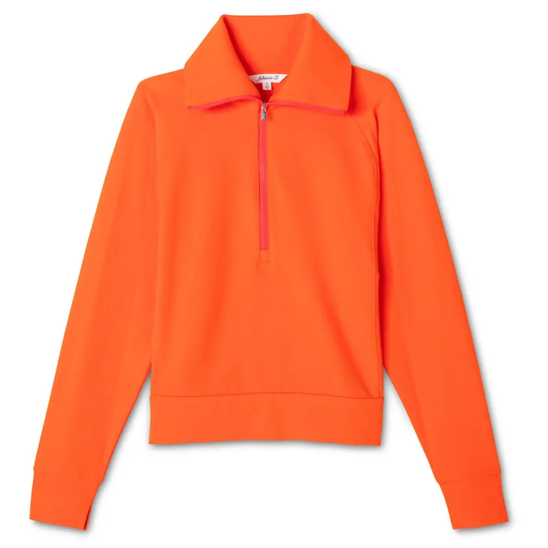 Johnnie-O Women's Orange 3 Eliza Performance Half Zip Pullover made by Johnnie-O