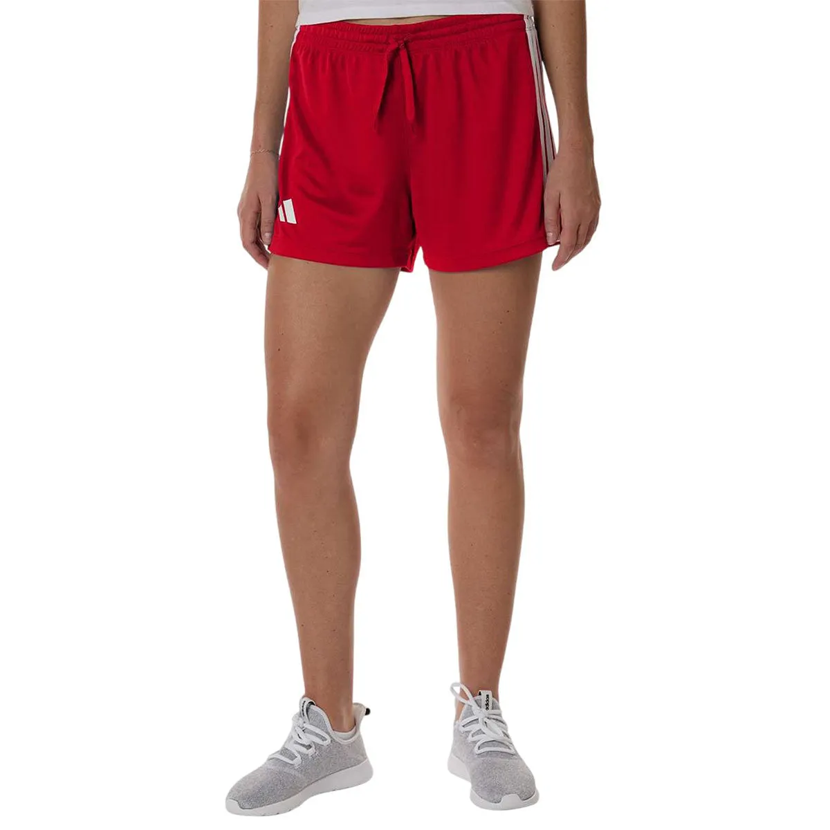 Adidas Women's Team Power Red/White 3-Stripes 3" Shorts sold by Merchology product image thumbnail 3