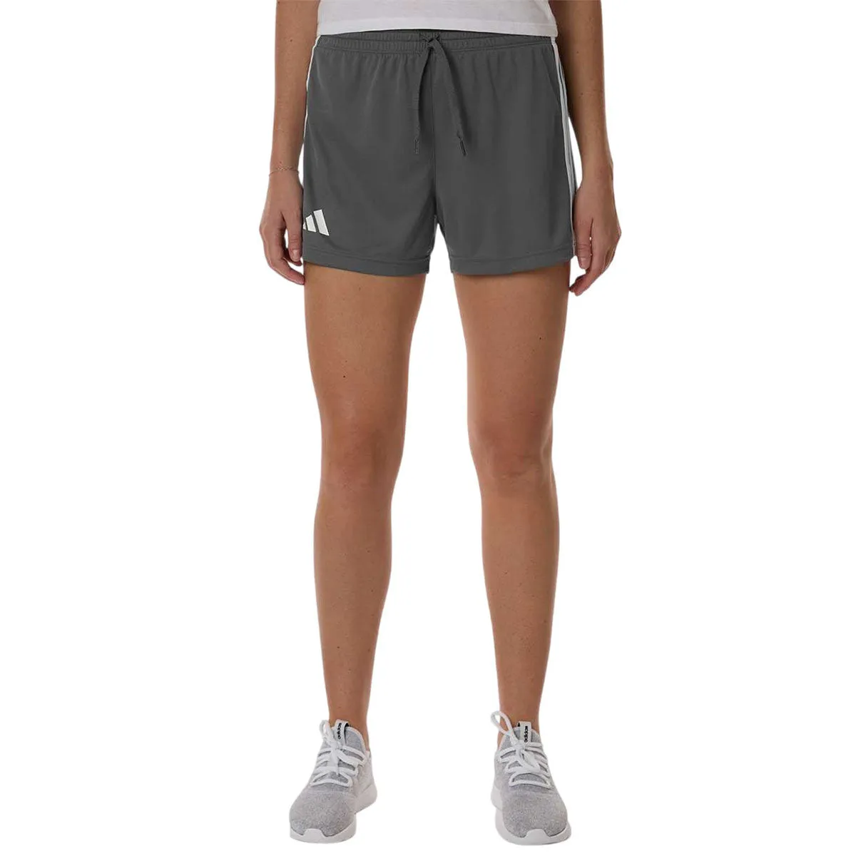 Adidas Women's Team Grey Four/White 3-Stripes 3" Shorts sold by Merchology product image thumbnail 3
