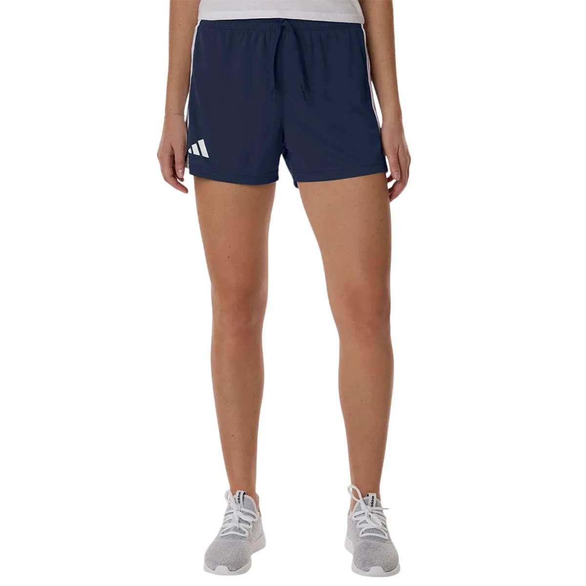 Adidas Women's Team Navy Blue/White 3-Stripes 3" Shorts sold by Merchology product image thumbnail 3
