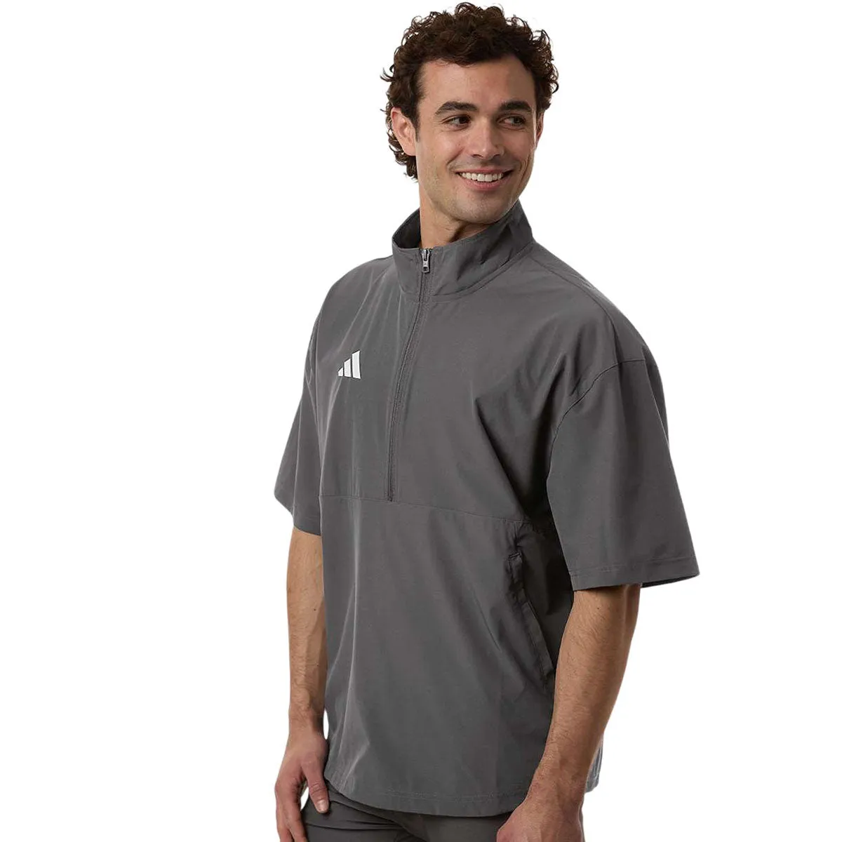 Adidas Men's Team Grey Four/ White Short Sleeve Quarter-Zip Pullover sold by Merchology product image thumbnail 5