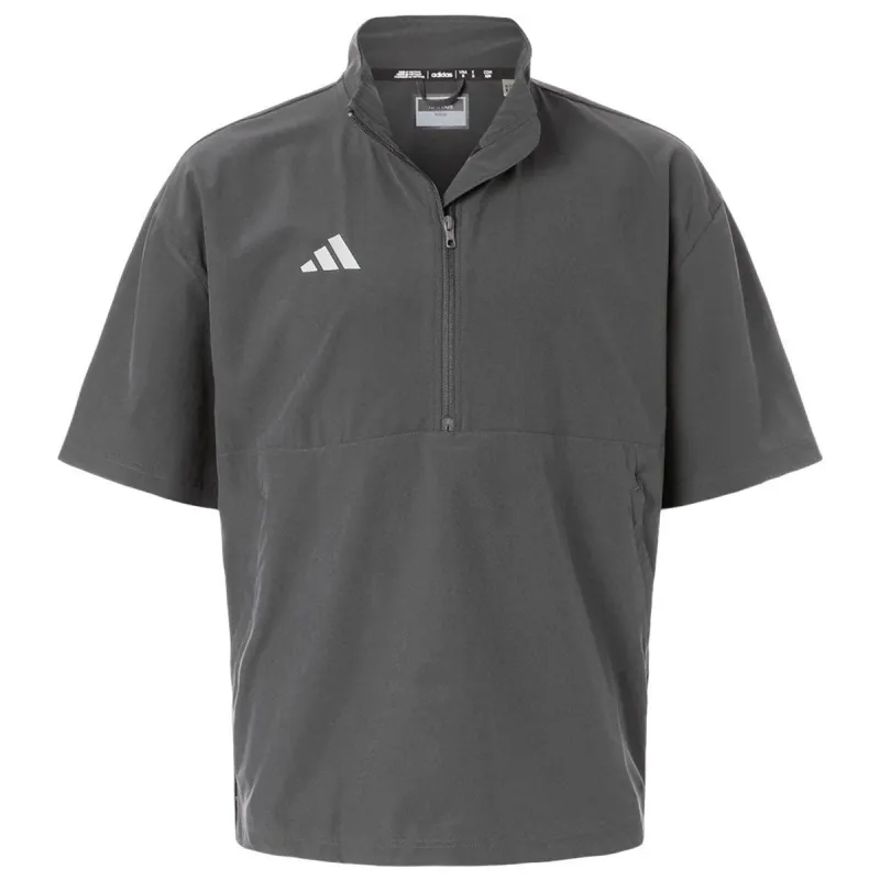 Adidas Men's Team Grey Four/ White Short Sleeve Quarter-Zip Pullover made by Adidas