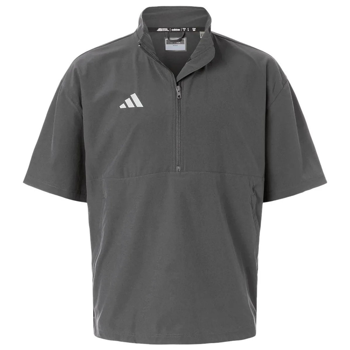 Adidas Men's Team Grey Four/ White Short Sleeve Quarter-Zip Pullover sold by Merchology