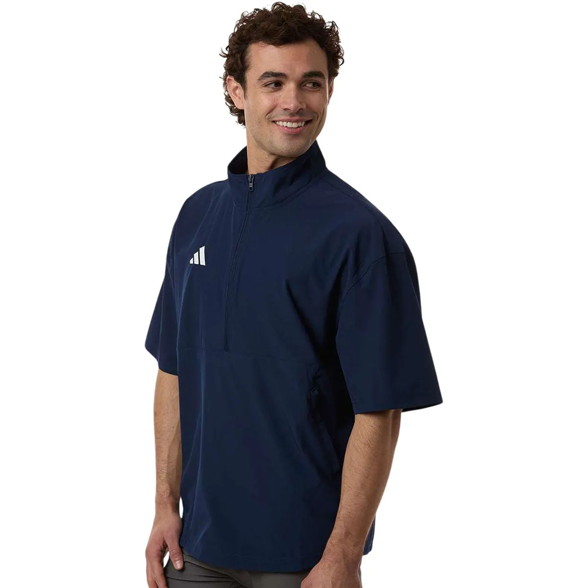 Adidas Men's Team Navy Blue/ White Short Sleeve Quarter-Zip Pullover sold by Merchology product image thumbnail 5