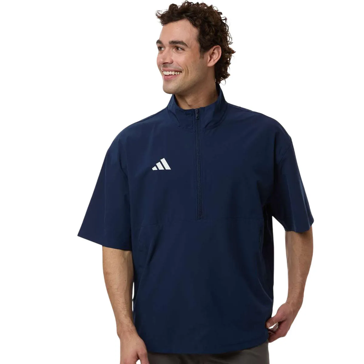 Adidas Men's Team Navy Blue/ White Short Sleeve Quarter-Zip Pullover sold by Merchology product image thumbnail 3