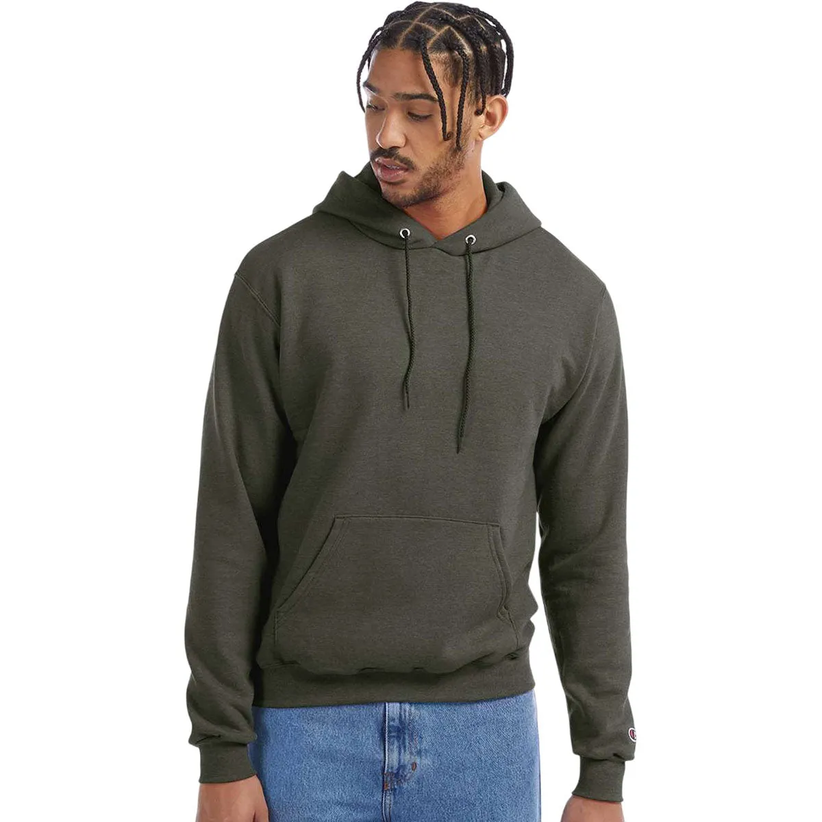 Champion Men's Dark Green Heather Hoodie sold by Merchology product image thumbnail 4