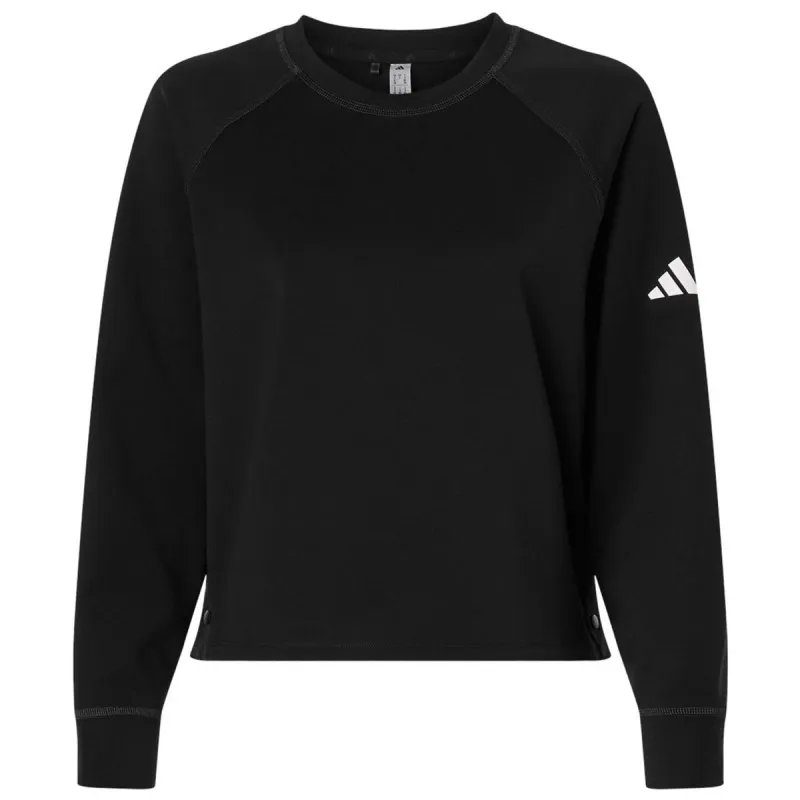 Adidas Women's Black Beyond Side-Snap Crewneck Sweatshirt made by Adidas