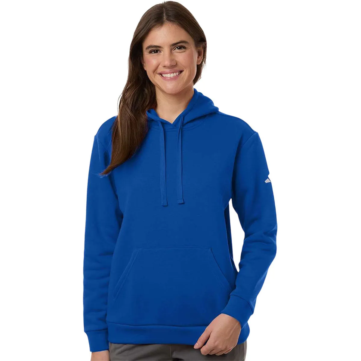 Adidas Women's Team Royal Blue/White Fleece Hooded Sweatshirt sold by Merchology product image thumbnail 3