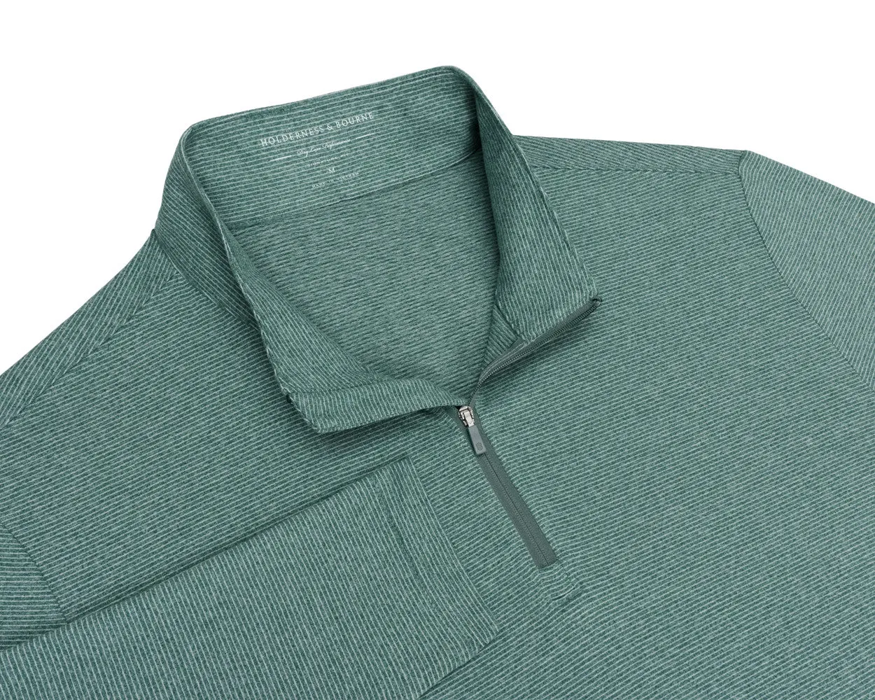 Holderness & Bourne Men's Heathered California Spruce The Royce Quarter Zip sold by Merchology product image thumbnail 3