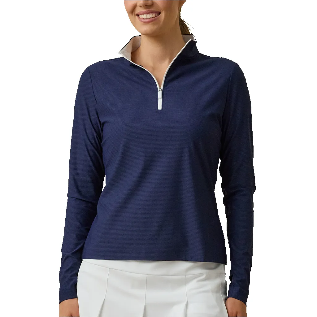 Straight Down Women's New Indigo Mylite Quarter Zip sold by Merchology